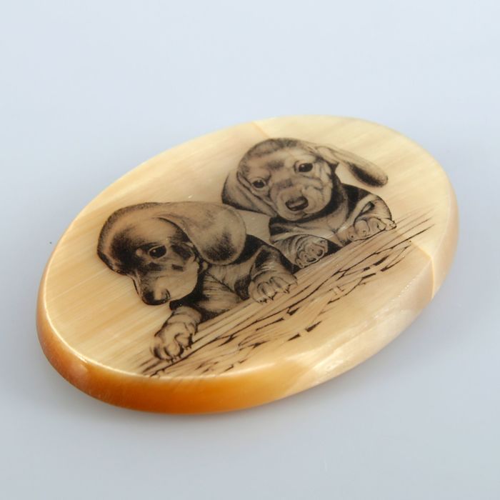 Панно «Щенки», селенит