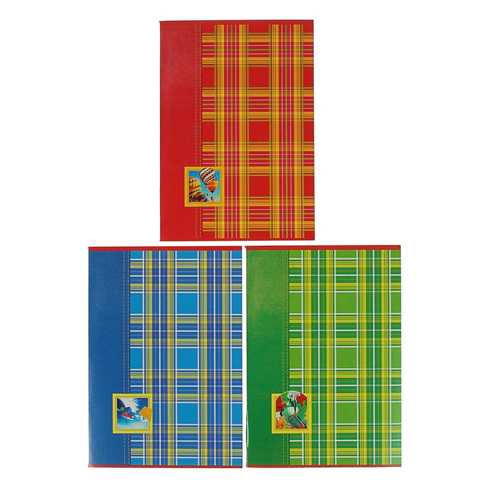 Тетрадь для записи А4, 48 листов клетка "Шотландка", МИКС