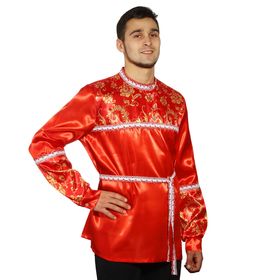 Русская мужская рубаха с кокеткой, цвет красный, р-р 56-58, рост 182 см Ош