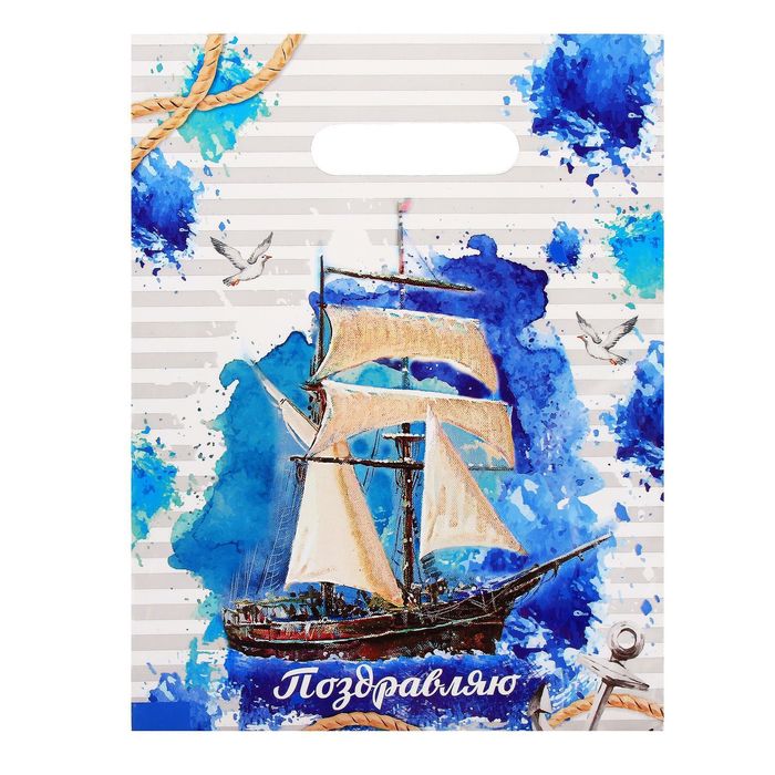 Пакет подарочный полиэтиленовый «Морское путешествие», 23 × 29,5 см