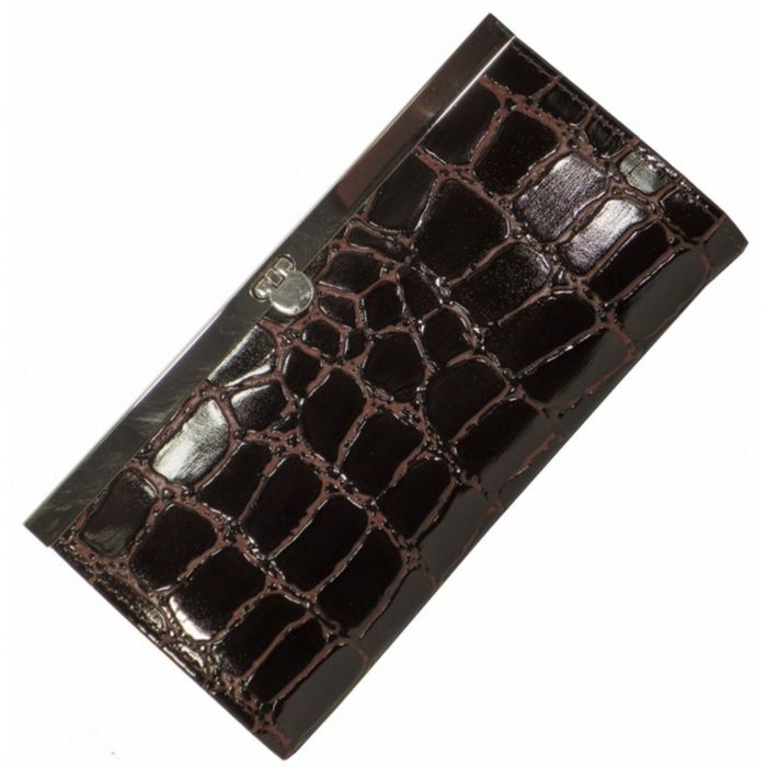 Портмоне женское на фермуаре, 3 отдела для купюр, для монет, для кредитных карт, цвет коричневый