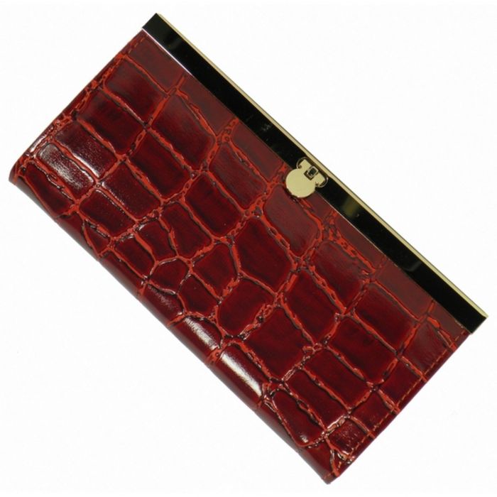 Портмоне женское на фермуаре, 3 отдела для купюр, для монет, для кредитных карт, цвет красный