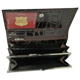

Портмоне женское на кнопке, 2 отдела для купюр, для монет, для кредитных карт, цвет тёмно-коричневый