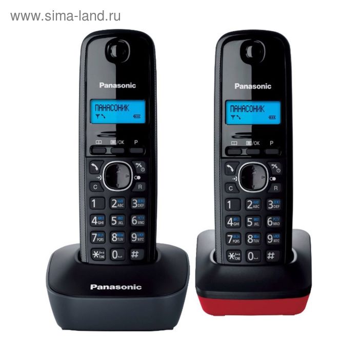 Радиотелефон Dect Panasonic KX-TG1612RU3 темно-серый/красный, АОН