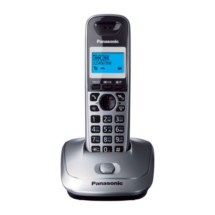 Радиотелефон Dect Panasonic KX-TG2511RUM серый металлик/чёрный, АОН