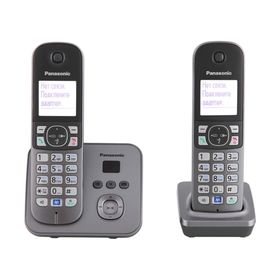 Радиотелефон Panasonic Dect KX-TG6822RUM, автоответчик, АОН, серый металлик Ош