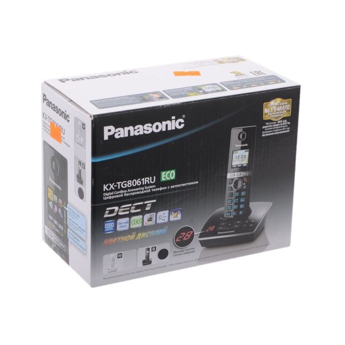 Радиотелефон Dect Panasonic KX-TG8061RUB чёрный, автооветчик, АОН