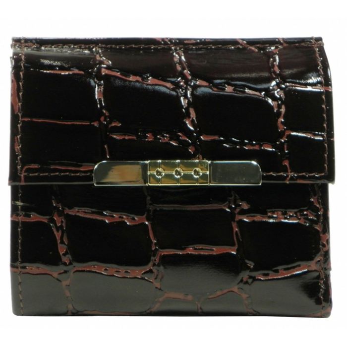 Кошелёк женский на кнопке раскладной,1 отдел для купюр, для монет, для кредитных карт, цвет тёмно-коричневый