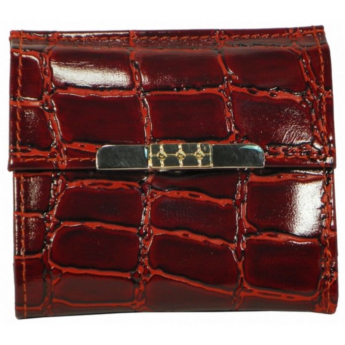 Кошелёк женский на кнопке раскладной,1 отдел для купюр, для монет, для кредитных карт, цвет красный