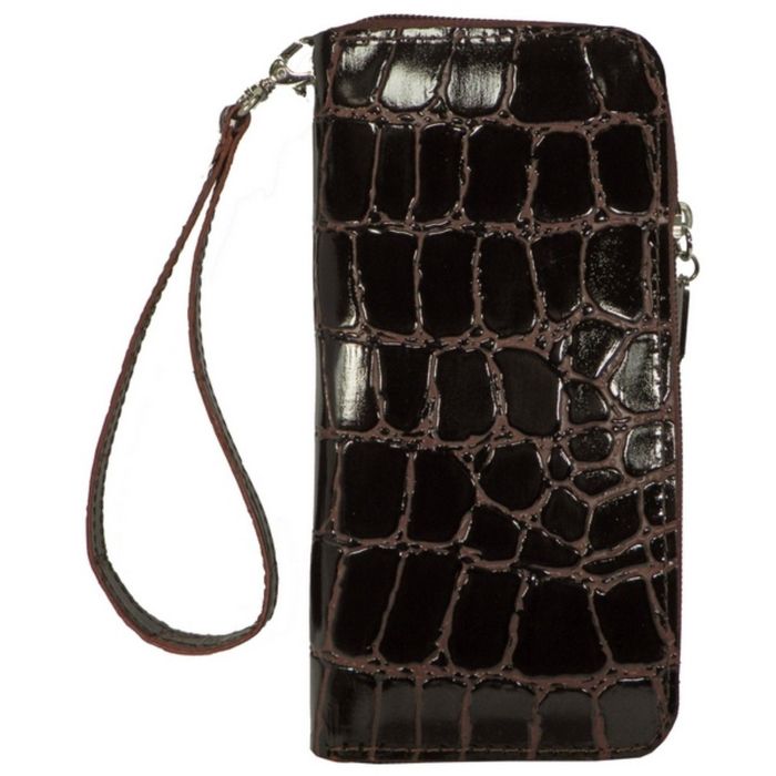 Портмоне женское на молнии, 3 отдела для купюр, для монет, для кредитных карт, цвет тёмно-коричневый