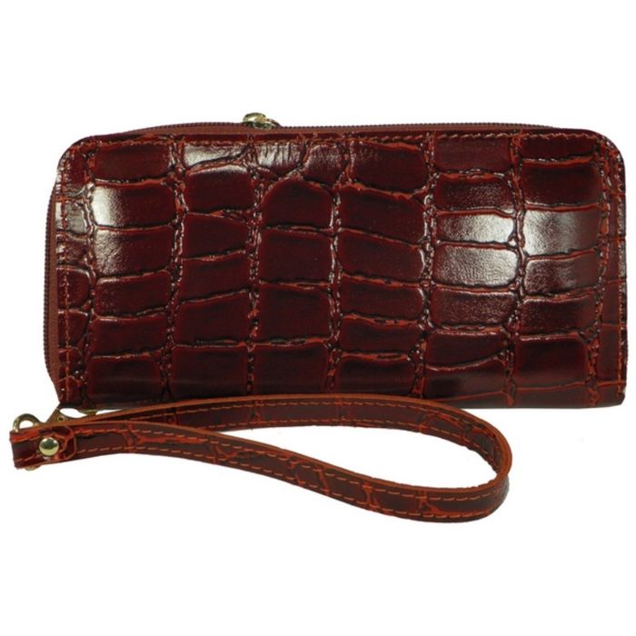 Портмоне женское на молнии, 3 отдела для купюр, для монет, для кредитных карт, цвет красный