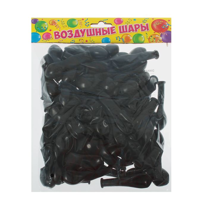 Шары латексные 6", пастель, набор 100 шт., цвет чёрный