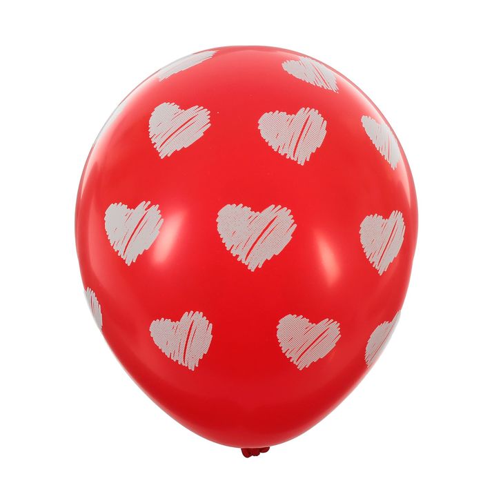 Шары латексные 12" "Сердца", пастель, 5-сторонний, набор 14 шт., цвет красный