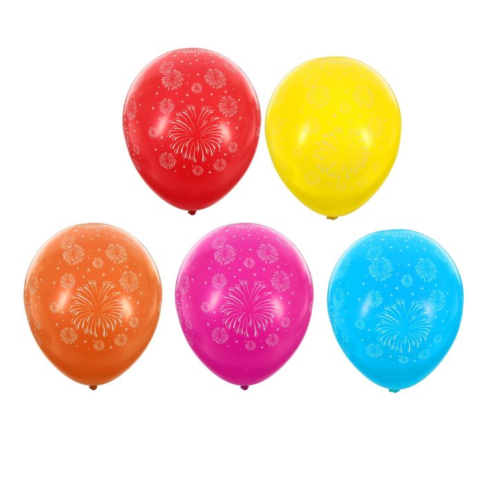 Шары латексные 12" "Салют", пастель, 5-сторонний, набор 14 шт., цвета МИКС