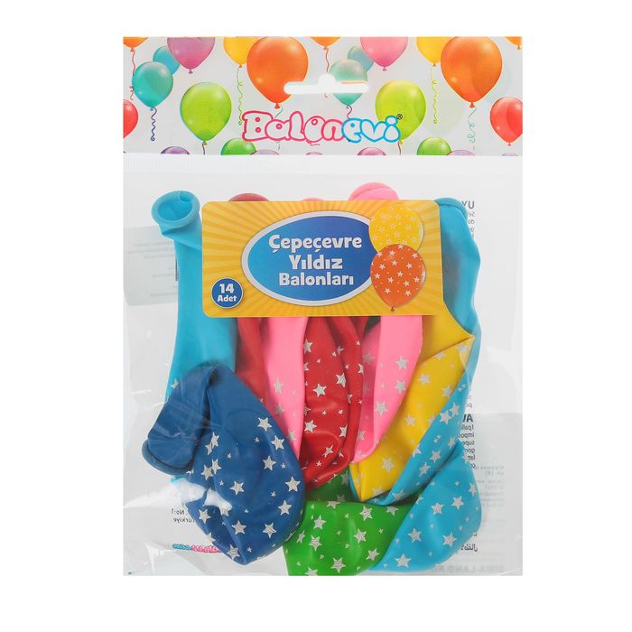 Шары латексные 12" "Звёзды", пастель, 5-сторонний, набор 14 шт., цвета МИКС