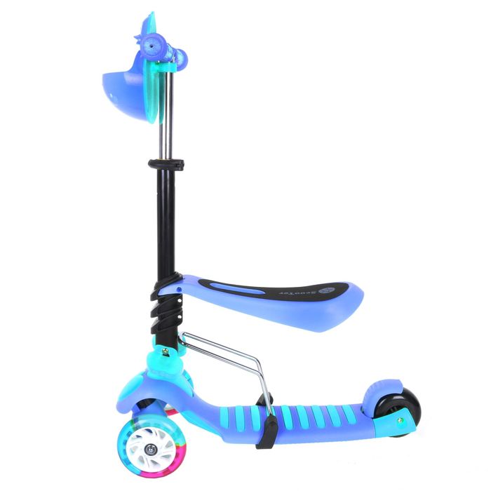 Самокат-каталка 3 в1 ОТ-922, три колеса PU d=120 и 90 мм, световые, ABEC 7, цвет синий