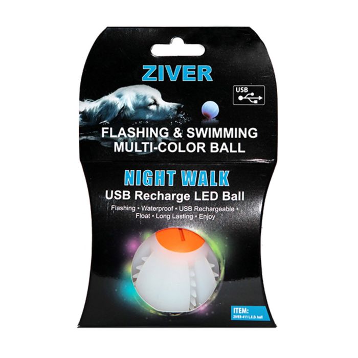 Игрушка ZIVER "Светящийся мяч "с зарядкой USB, 6,5 см, мультиколор