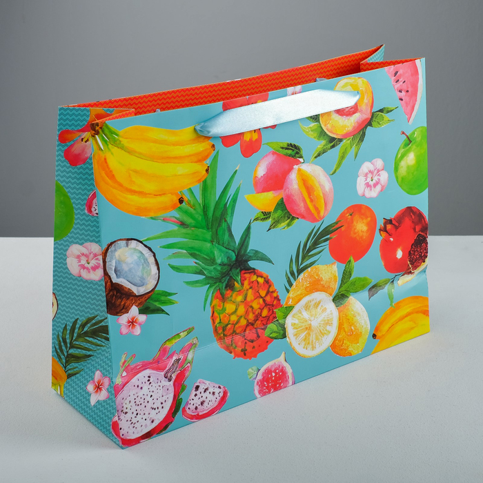 Пакет на длинной ручке «Экзотические фрукты», 35 × 27 × 12 см