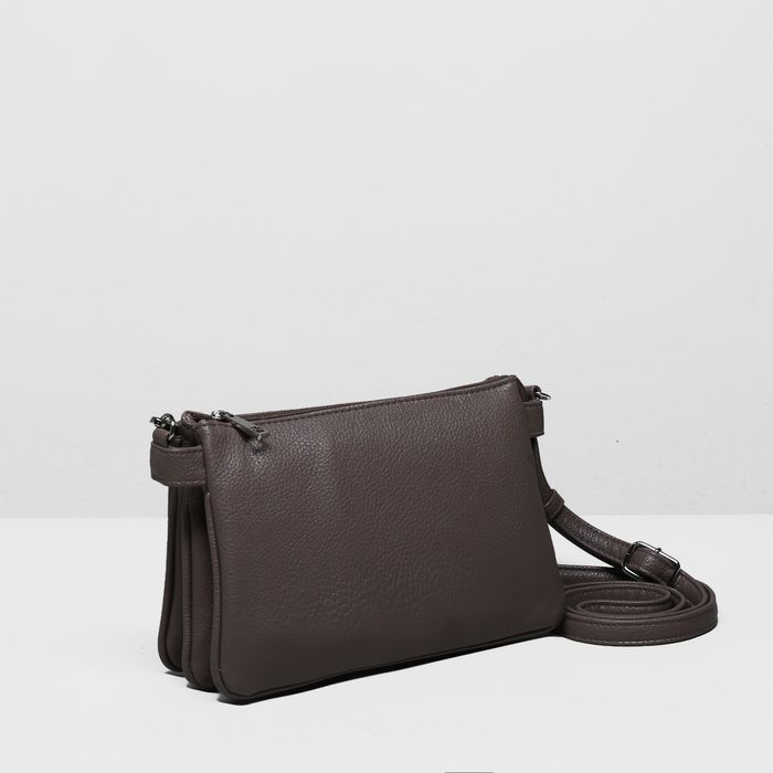 Сумка женская на молнии, 3 отдела, наружный карман, длинный ремень, цвет коричневый