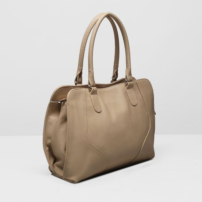 Сумка женская на молнии, 3 отдела, наружный карман, цвет бежевый