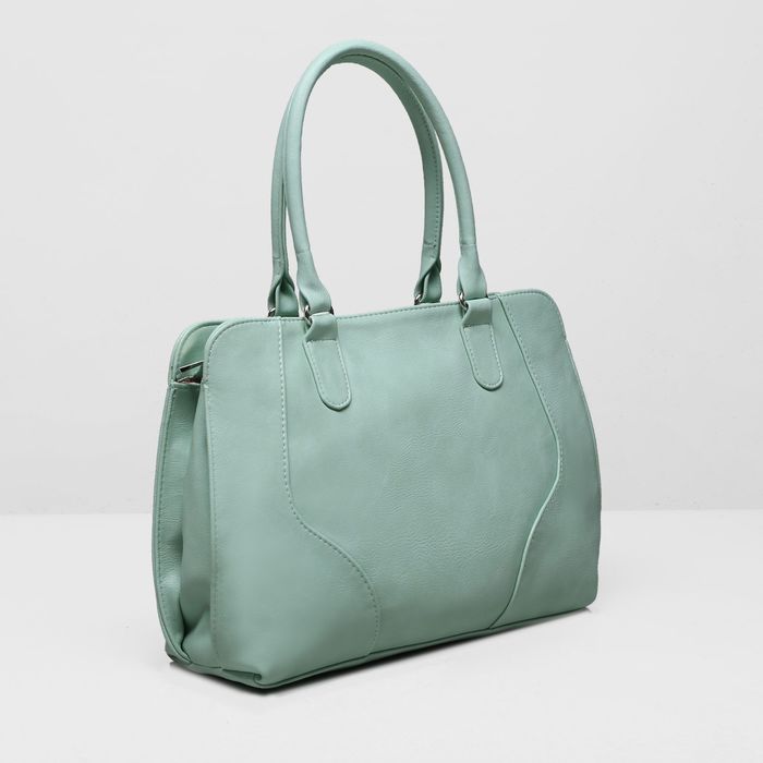 Сумка женская на молнии, 3 отдела, наружный карман, цвет мятный