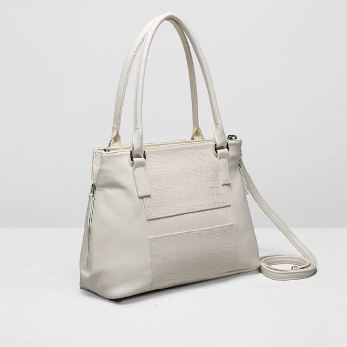 Сумка женская на молнии, 1 отдел, наружный карман, цвет молочный