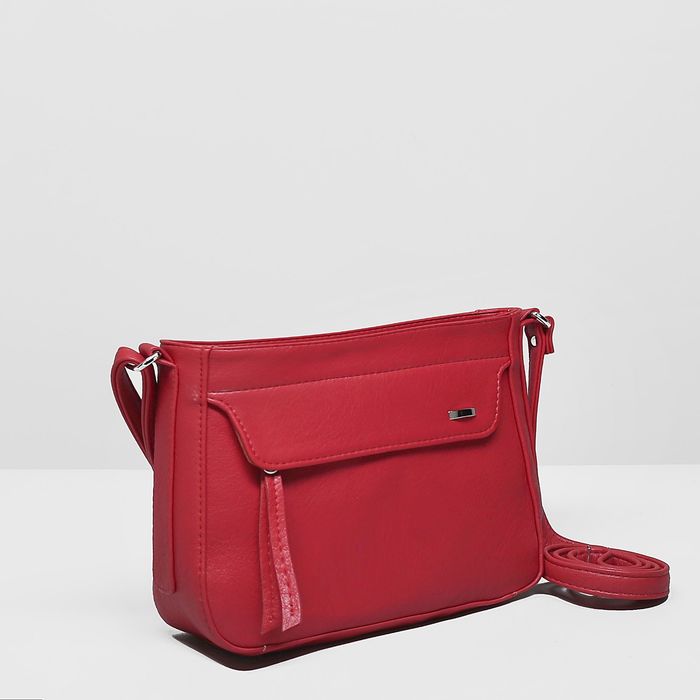 Сумка женская на молнии, 1 отдел, 2 наружных кармана, регулируемый ремень, цвет красный