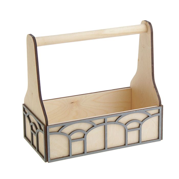 Кашпо флористическое "Тёмные окна", с ручкой, 26х14х25см