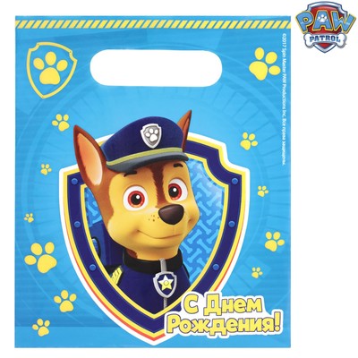 Щенячий патруль. Пакет подарочный полиэтиленовый Paw Patrol "С днем рождения!", 17 х 20 см