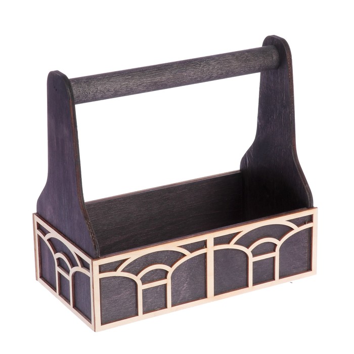 Кашпо флористическое "Светлые окна" с ручкой, 26х14х25см