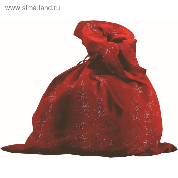 Мешок Деда Мороза со снежинками, цвет красный, сатин мешок деда мороза красный сатин