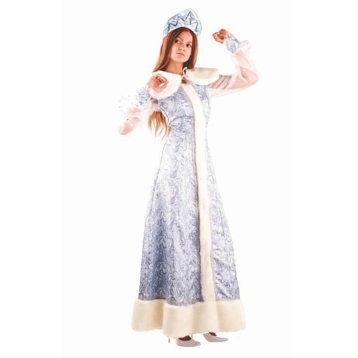 Карнавальный костюм "Снегурочка", шёлк, для взрослых, размер 42-44 (177)