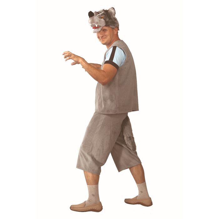 Карнавальный костюм "Волк", плюш, жилет, шорты, маска, р.52-54, рост 182 см