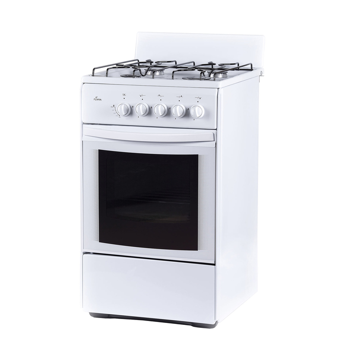 Плита Flama RG 24011 W, газовая, 4 конфорки, 50 л, газовая духовка, белая