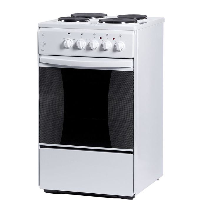 Плита электрическая Flama AE 1403 W, 4 конф., 50 л, эмаль, без гриля, белая