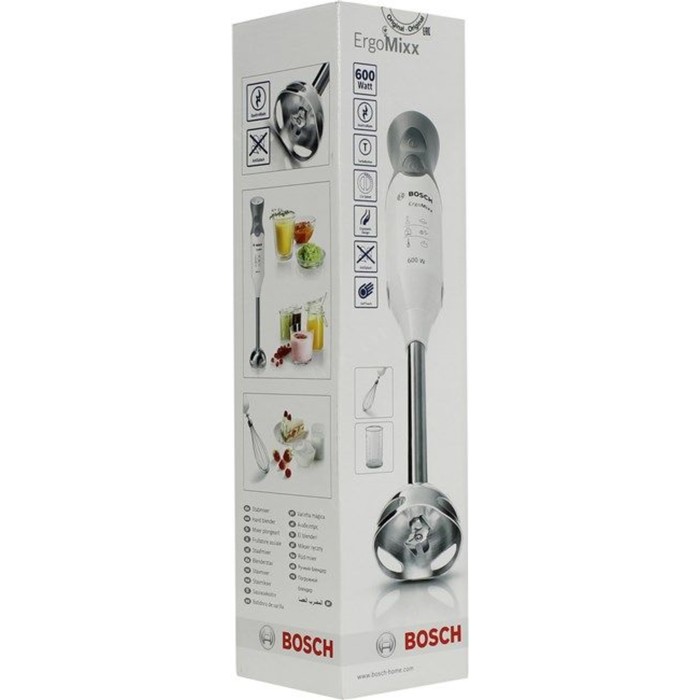 Блендер Bosch MSM66130, 600 Вт, серебристый/белый