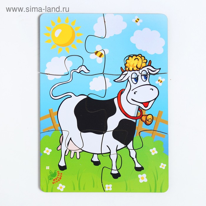 Пазл «Корова на лугу», 6 элементов, размер детали: 5 × 4,6 см тимбергрупп пазл корова на лугу 6 элементов размер детали 5 × 4 6 см