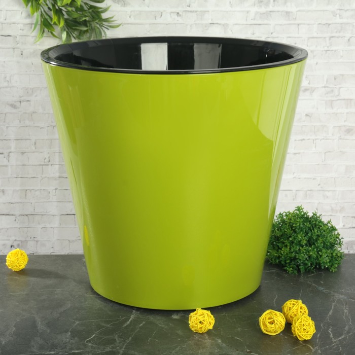 Горшок 16 л, d=33 см "Фиджи" на колесиках салатовый