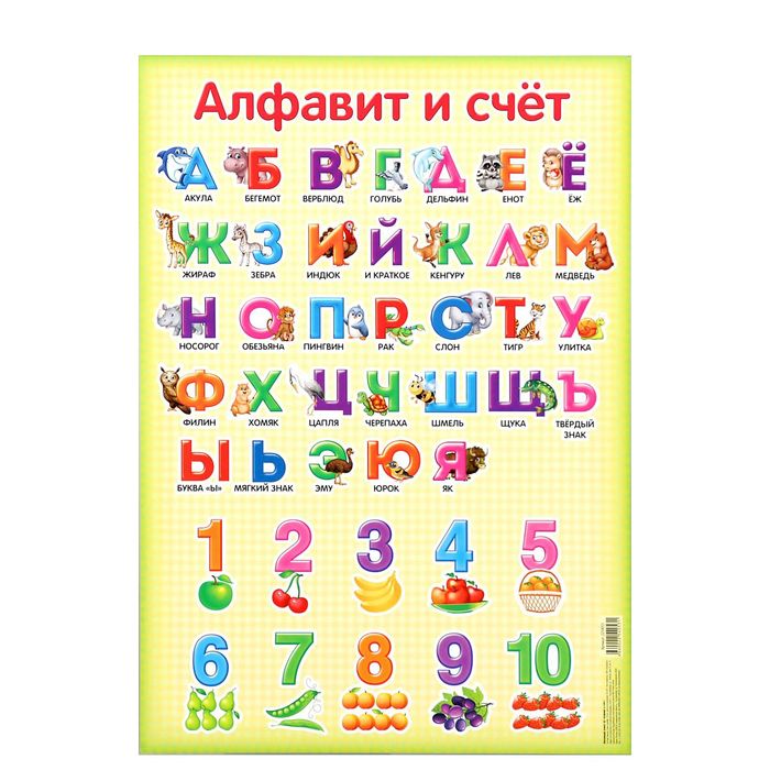 Обучающий плакат А3 "Алфавит и счет"