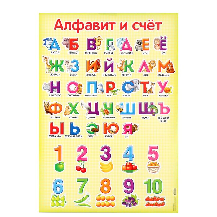 Обучающий плакат А1 "Алфавит и счет"