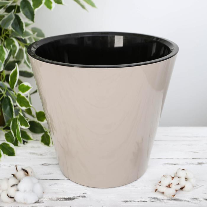 Горшок 16 л, d=33 см "Фиджи" на колесиках шоколад