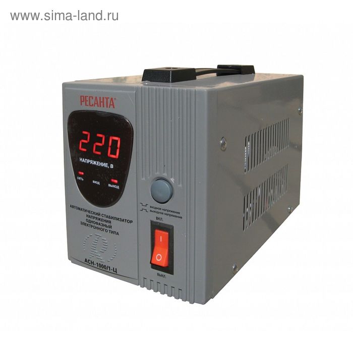Стабилизатор напряжения Ресанта АСН-1000/1-Ц электронный, однофазный, серый цена и фото