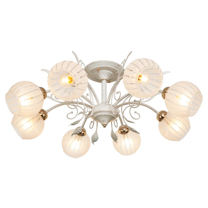 Люстра "Хилтон"  8 ламп 60Вт Е14 золото-белый 62х62х30