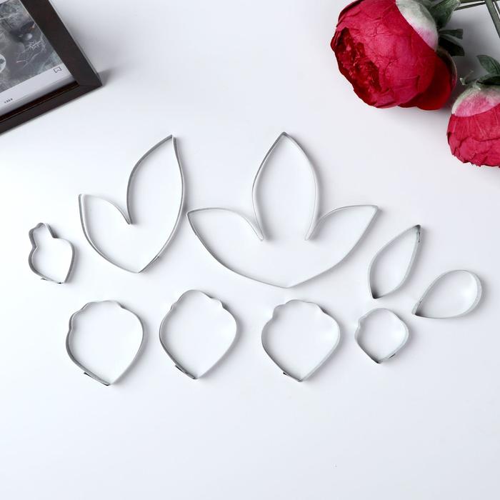 Форма для вырубки (каттер) "Пион" К-0006 (набор 9 деталей)