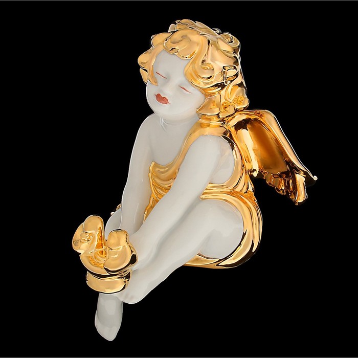 Сувенир фарфор "Ангелочек" золотые крылья