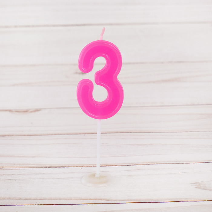 Свеча в торт цифра Дисней 3 "С Днем рождения", Кошечка Мари