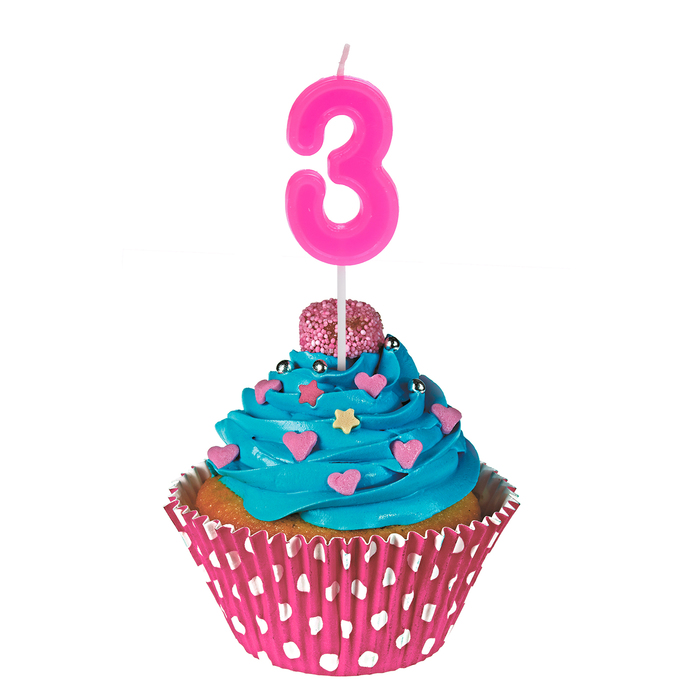 Свеча в торт цифра Дисней 3 "С Днем рождения", Кошечка Мари