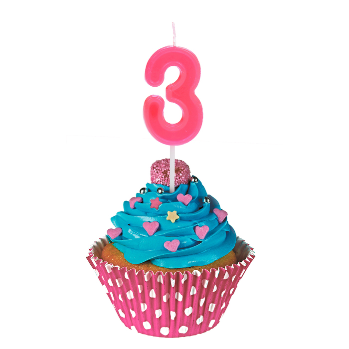 Свеча в торт цифра Дисней 3 "С Днем рождения", Принцессы