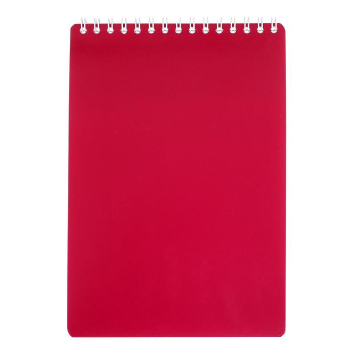 Блокнот А5, 50 листов на гребне "Тёмно-красный", клетка, обложка мелованный картон