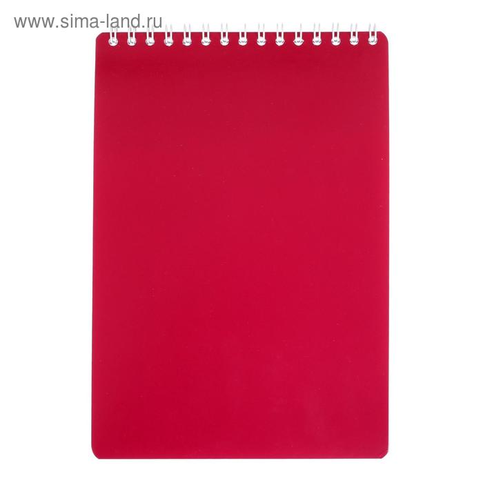 цена Блокнот А5, 50 листов в клетку на гребне Тёмно-красный, обложка мелованный картон